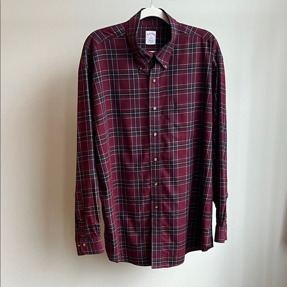 Brooks Brothers Dark Burgundy Plaid Shirt